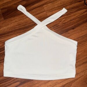 SHEIN White Cross-Strap Crop Top